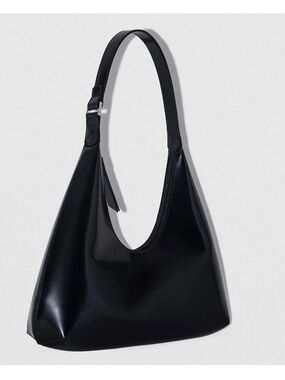 By Far - Amber semi patent black leather bag